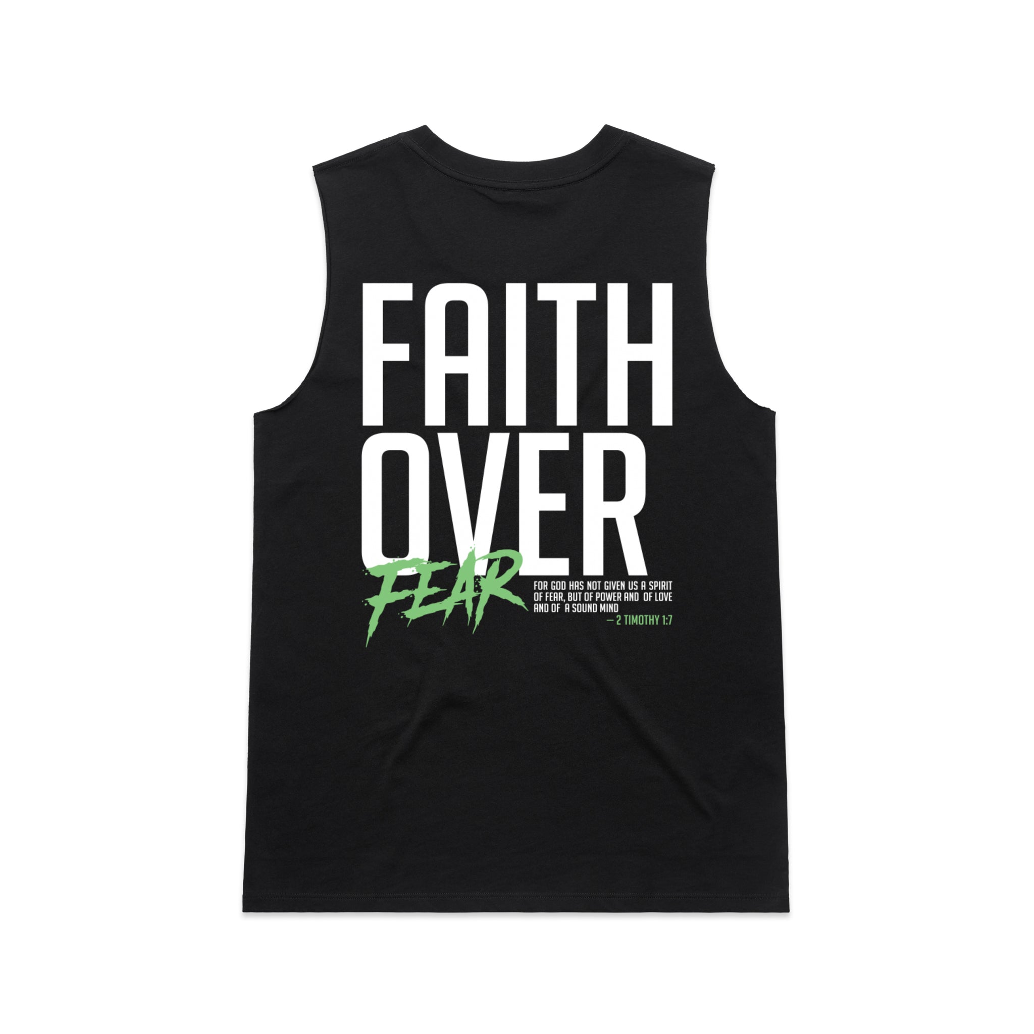 Women's Black Tank Faith Over Fear - 2 Timothy 17