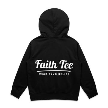 Kid's Black Stencil Hood Faith Tee