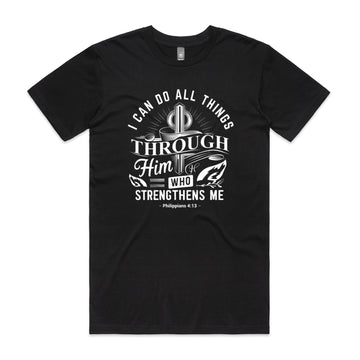 Men's Black T-Shirt I can do all things through him who strengthens me. - Philippians 413