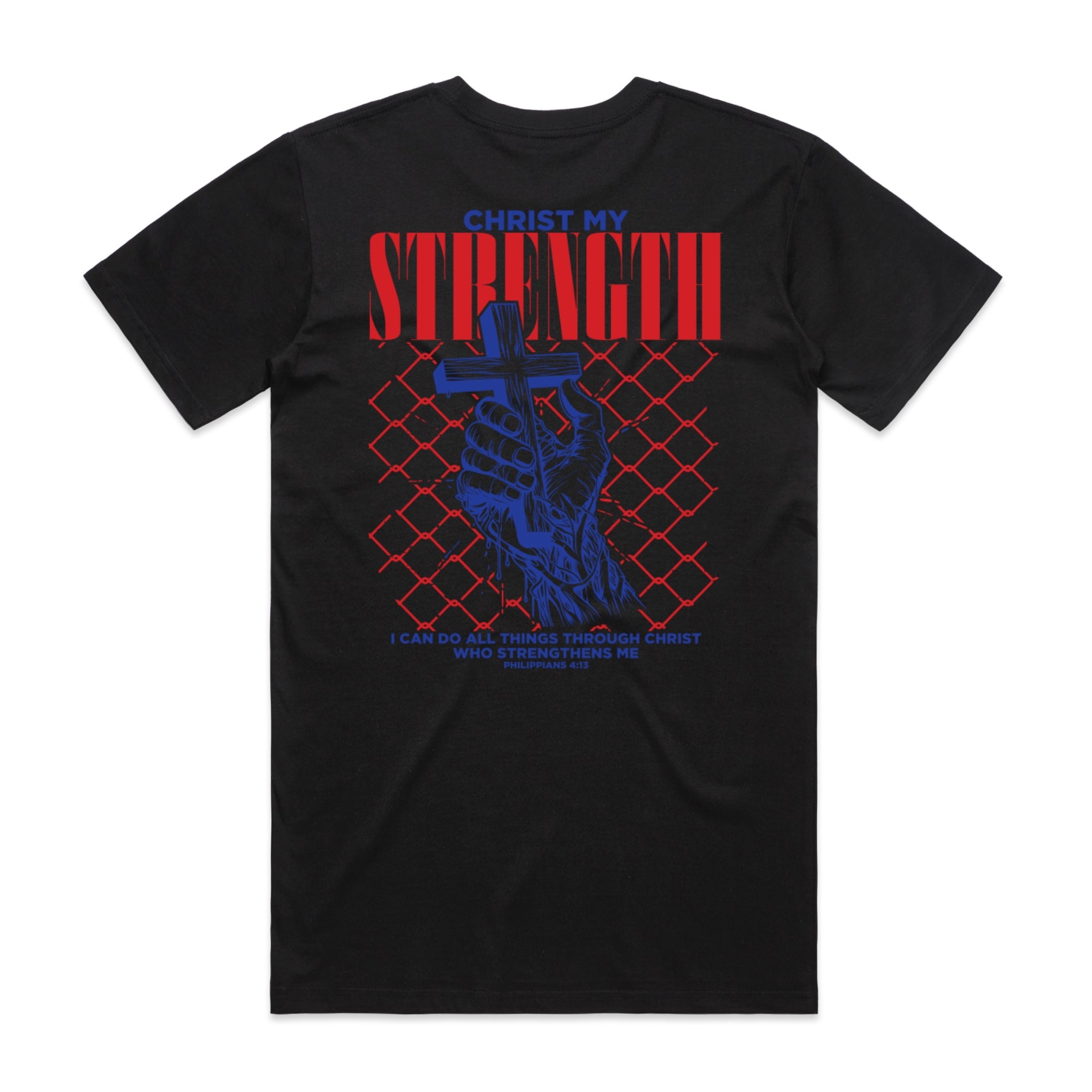 Men's Black T-Shirt Christ My Strength - Philippians 413