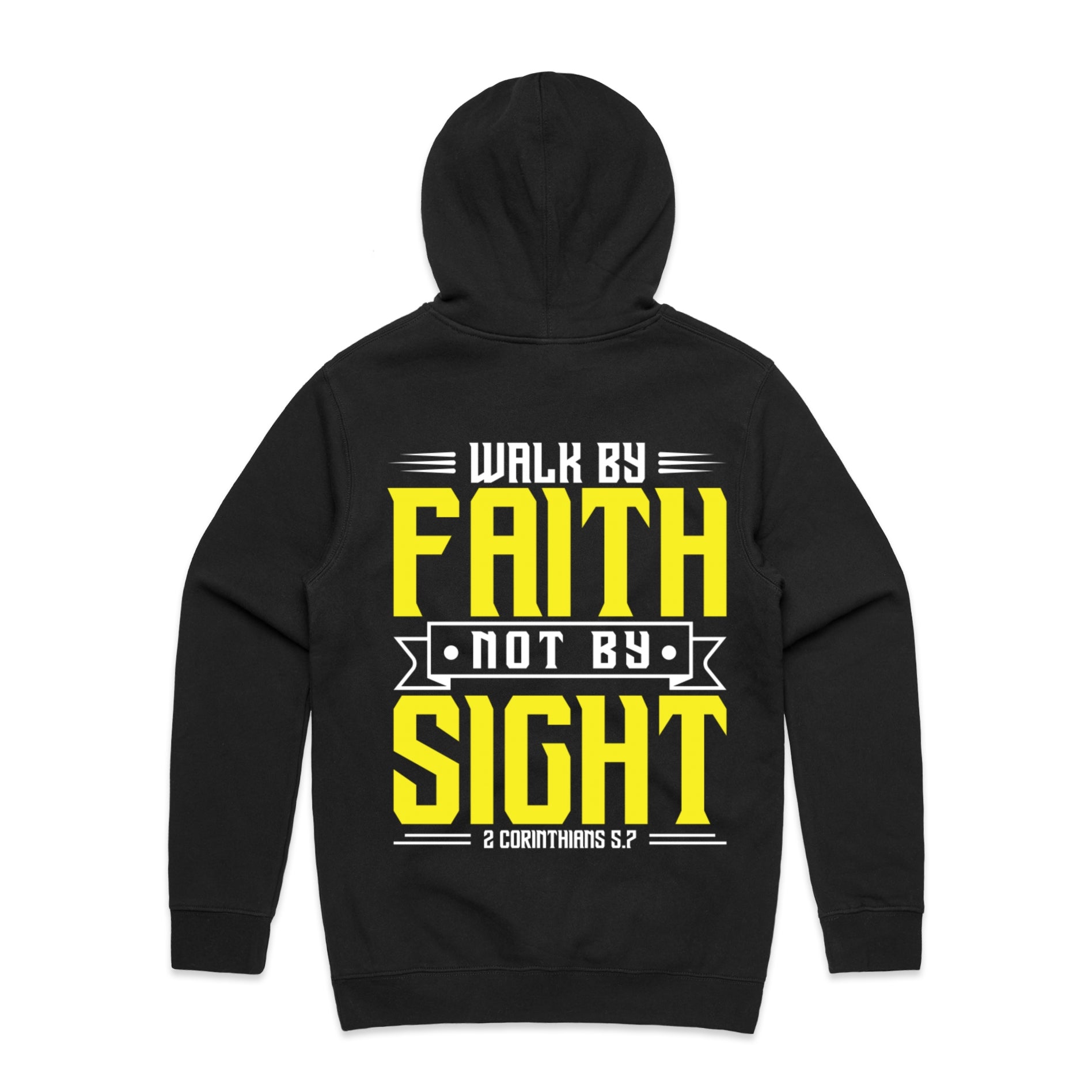 Men's Black Stencil Hood Walk By Faith Not By Sight - 2 Corinthians 57