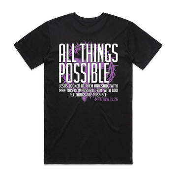 Men's Black T-shirt All Things Possible - Matthew 1926