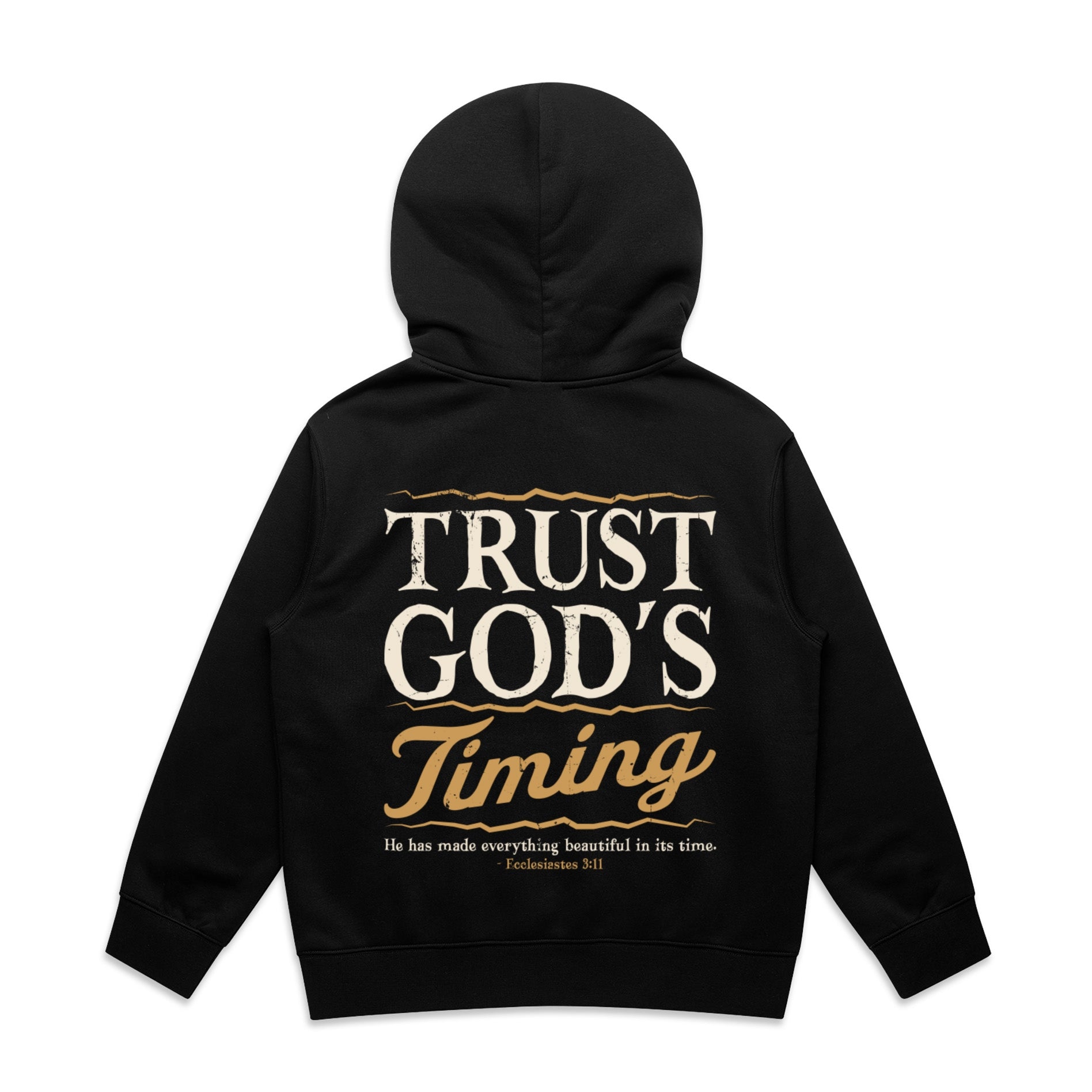 Kid's Black Stencil Hood Trust God's Timing - Ecclesiastes 311