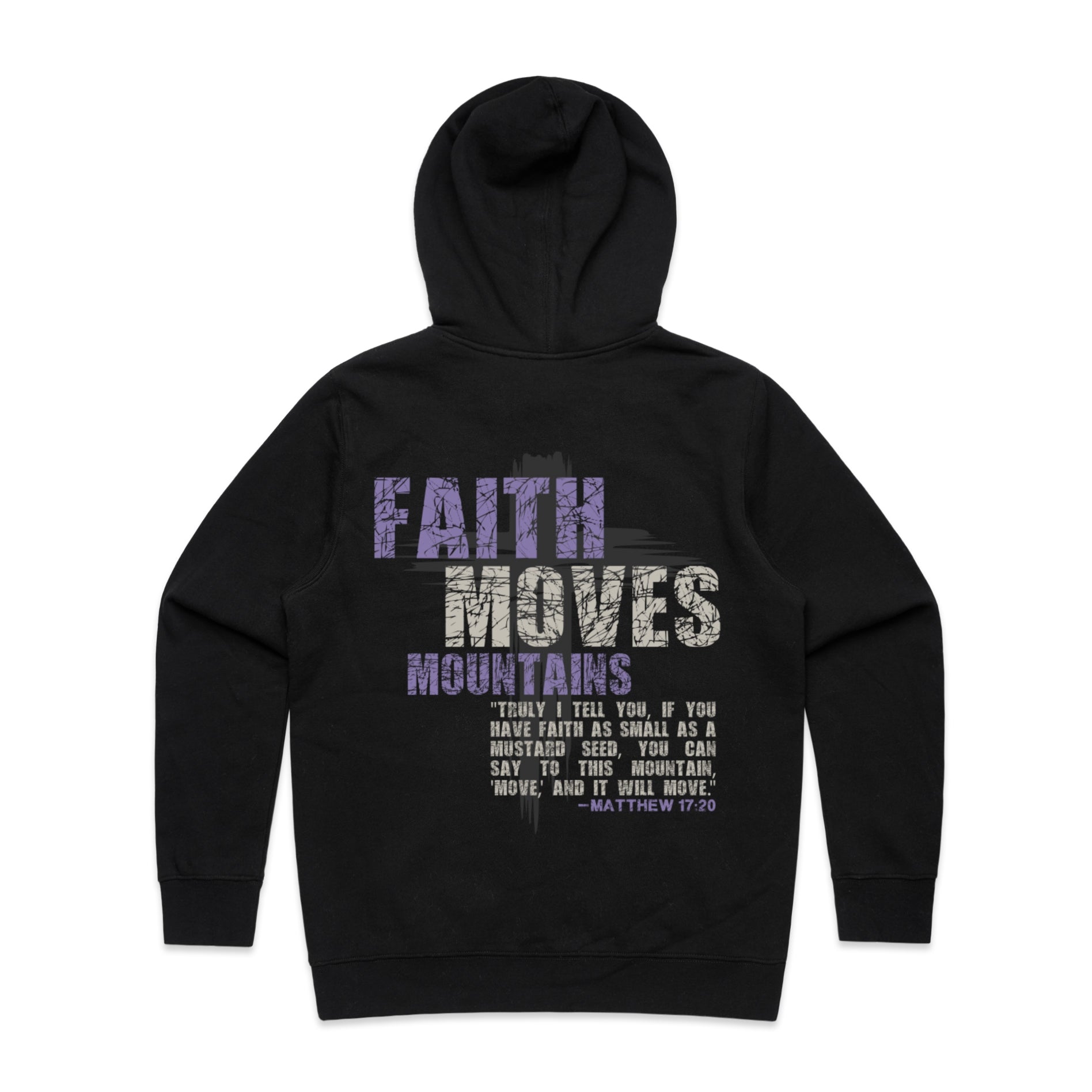 Women's Stencil Hood Faith Moves Mountains - Matthew 1720