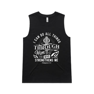 Women's Black Tank I can do all things through him who strengthens me. - Philippians 413