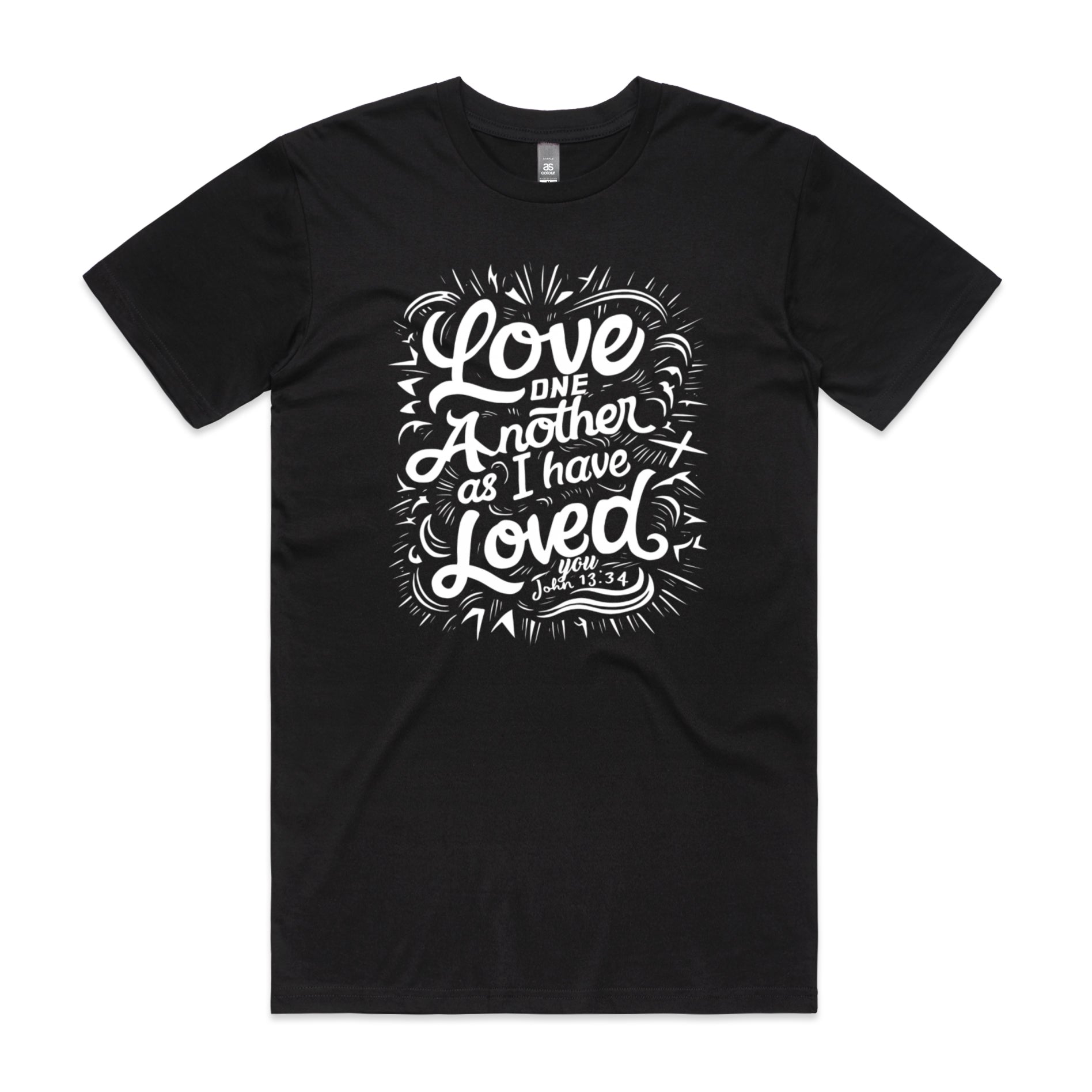 Men's Black T-Shirt Love one another as I have loved you. - John 1334