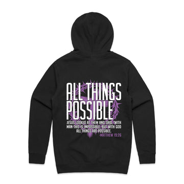 Men's Black Stencil Hood All Things Possible - Matthew 1926