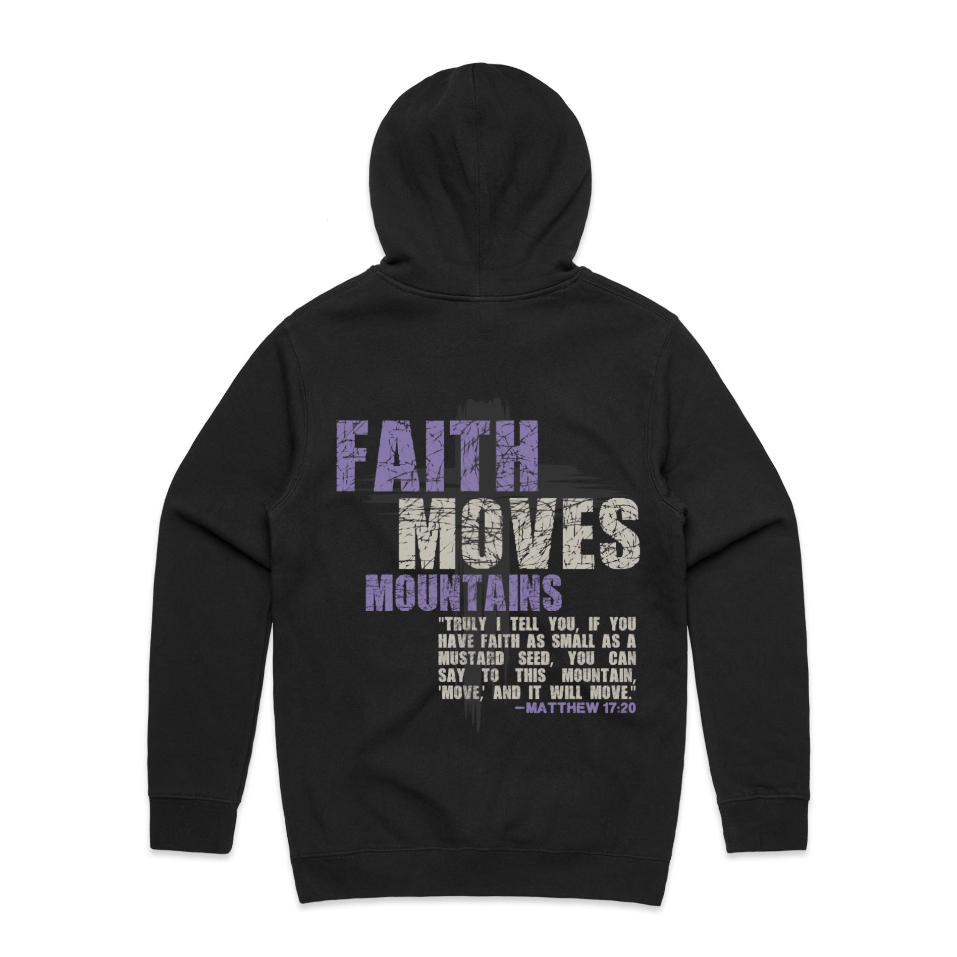 Men's Stencil Hood  Faith Moves Mountains - Matthew 1720