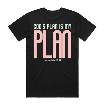 Men's Black  T-shirt God's Plan Is My Plan - Jeremiah 2911