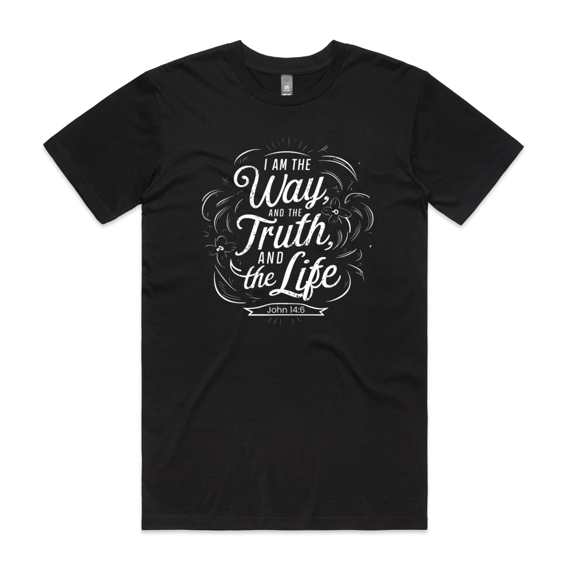 Men's Black T-Shirt I am the way, and the truth, and the life. - John 146