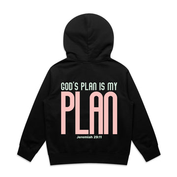 Kid's Black Stencil Hood God's Plan Is My Plan - Jeremiah 2911