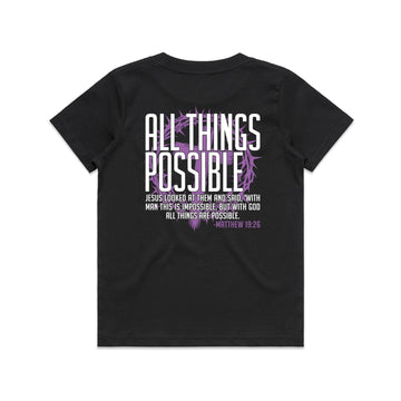 Kid's Black T-shirt All Things Possible - Matthew 1926