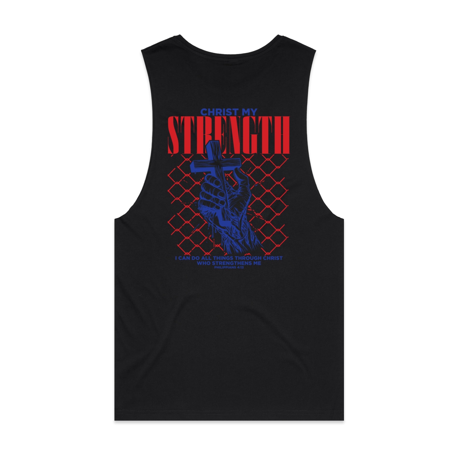 Men's Black Tank Christ My Strength - Philippians 413